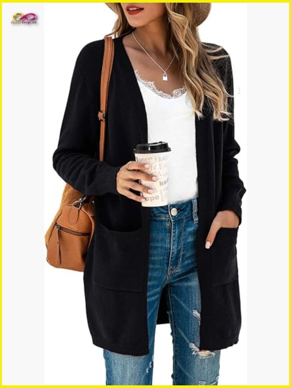 Open Front Cardigan Long Sleeve Knit Duster Pocketed Classic Fit Wardrobe Staple